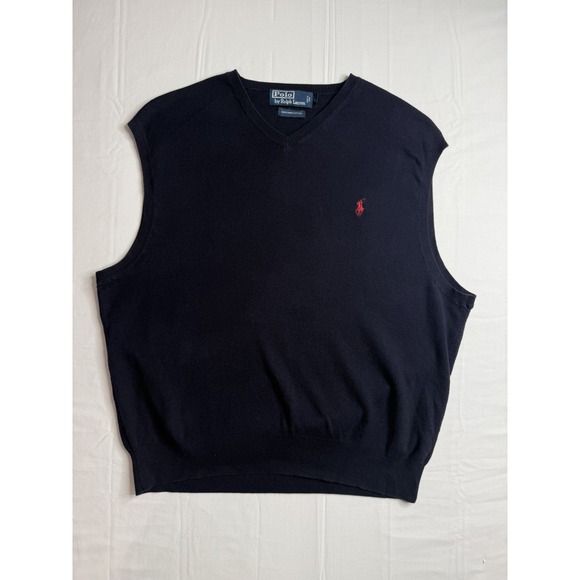 Polo by Ralph Lauren Other - Polo Ralph Lauren Men's Navy Blue 100% Pima Cotton V-Neck Sweater Vest Size L